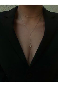 pop up store Zirkon Taşlı Yıldız Detay Altın Renk Kolye