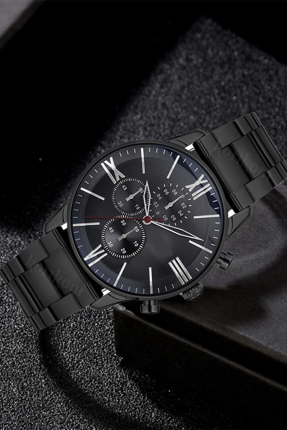 Korikom Zamansız Şıklık: Siyah Metal Analog Erkek Kol Saati Stc11991