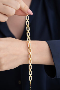 Silvano Jewelry 925 Ayar Gümüş Zirkon Taşlı Zincir Bileklik