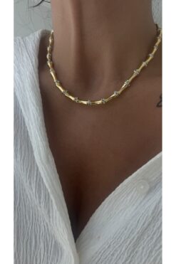 Vi store Çelik Altın Kemik Kolye