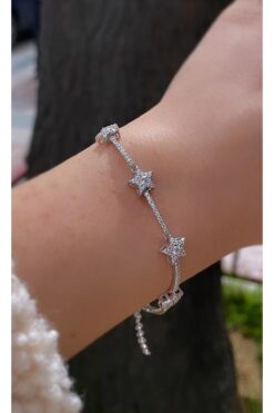 Erer Gümüş Gümüş yıldız model yıldızlı  bileklik cs71d2