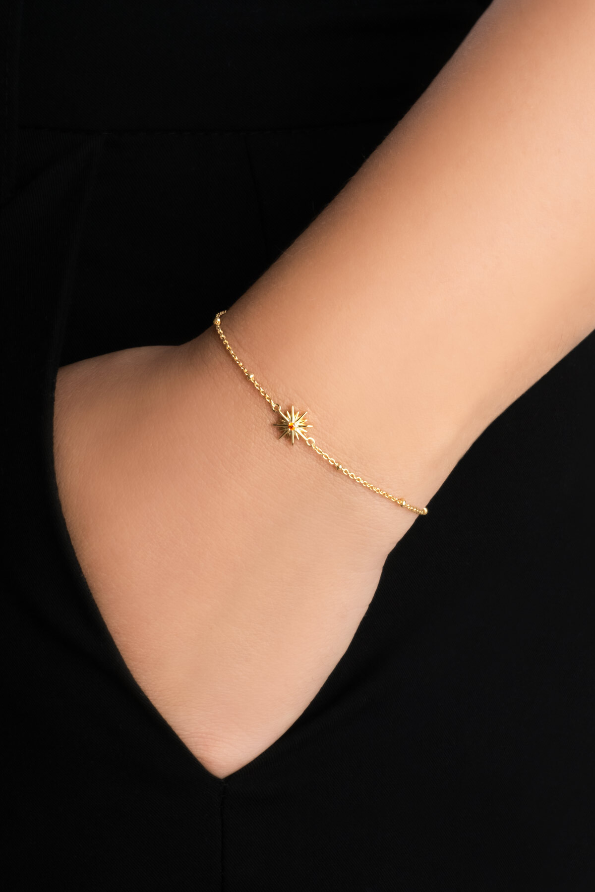 So CHIC... Aşk Yıldızı 18 Ayar Sarı Altın Kaplama 19 Cm Gümüş Yıldız Bileklik - Görsel 2