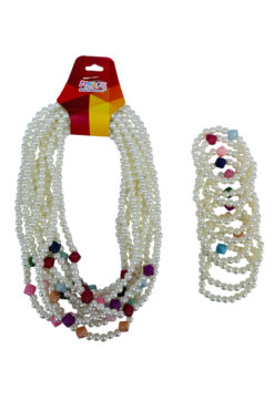 begün Hac-Umre Hediyelik Bileklik-Kolye(Karışık Renk).10 Adet Kolye-10 Adet Bileklik.Lastikli-İnci Taneli