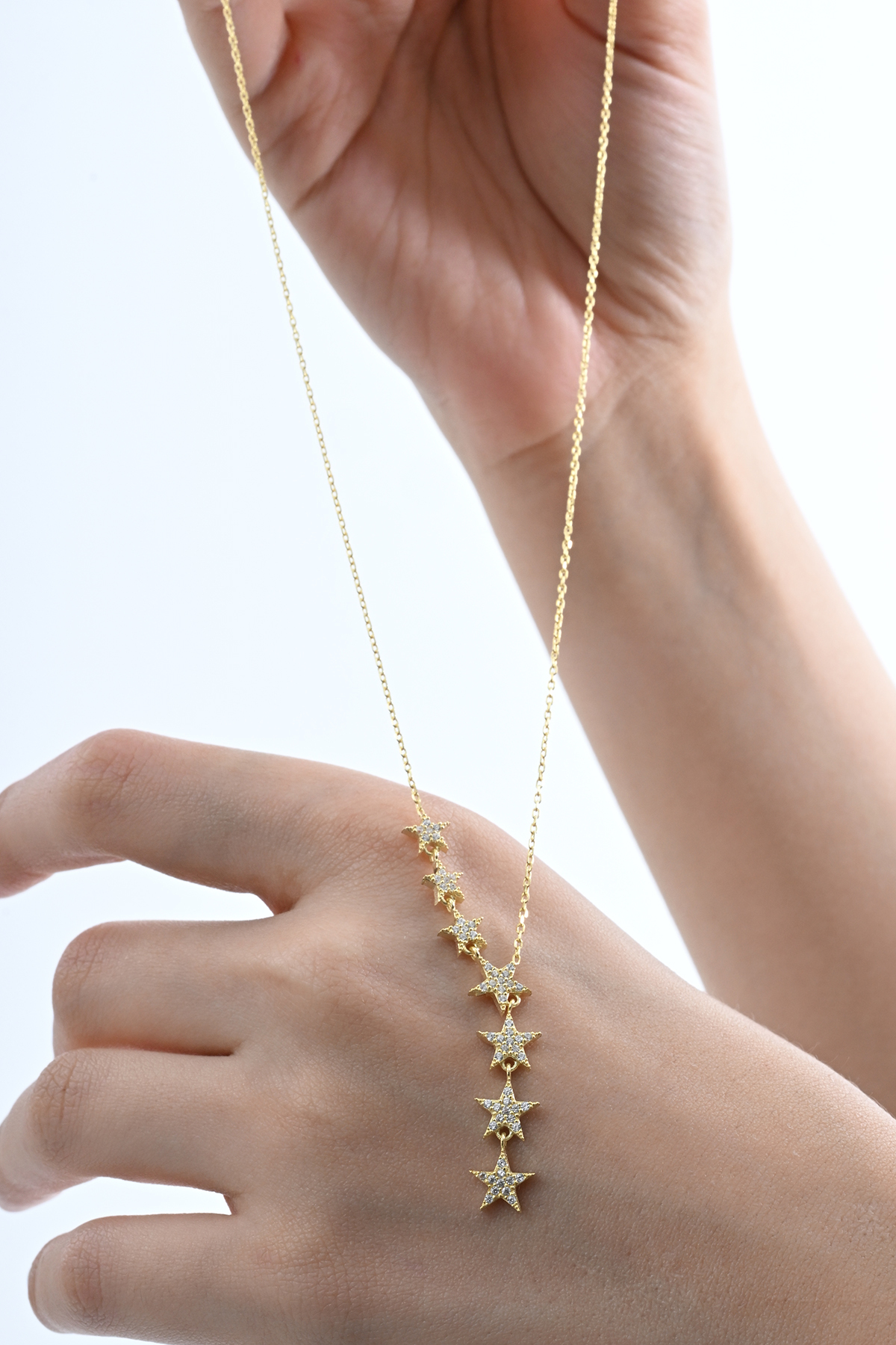 jingle bells Kayan Yıldız Kolye 925 Ayar Gümüş Altın Kaplama