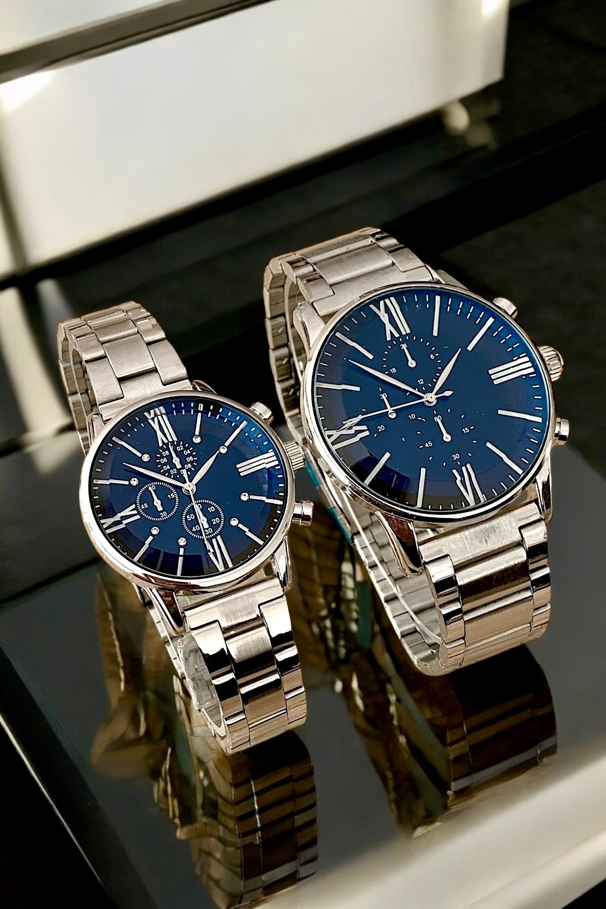 Louis Genessio Infinity Gümüş Lacivert Sevgili Saati Erkek Saat Kadın Saat Kutulu