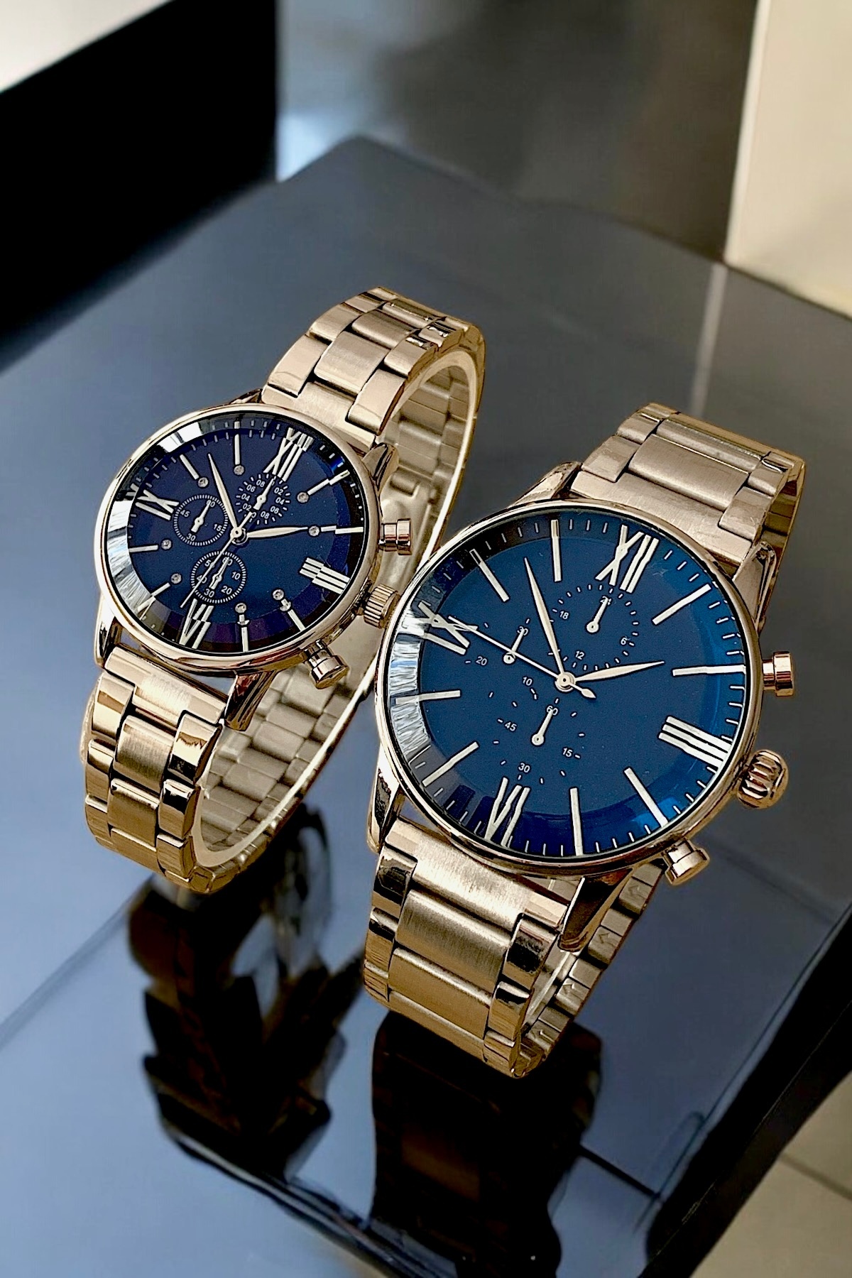 Louis Genessio Infinity Gümüş Lacivert Sevgili Saati Erkek Saat Kadın Saat Kutulu - Görsel 2