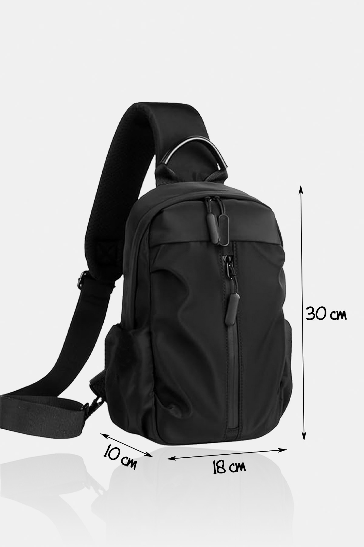 D'VERS Su İtici Kumaş ve Fermuar Özellikli Siyah Çapraz Askılı Bel ve Omuz Çantası - Görsel 2