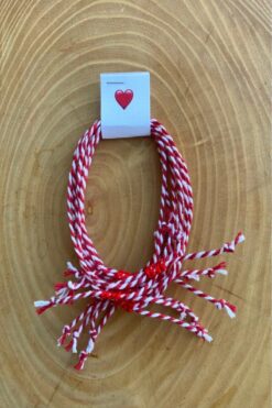 BAE ATOLYE 10'lu kırmızı beyaz asansör kilit marteniçka şans bilekliği