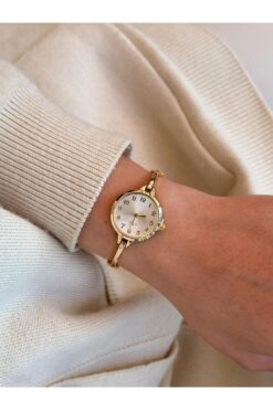 Adox Çanta Vanessa Model Gold-Beyaz Metal Kordon Kadın Kol Saati