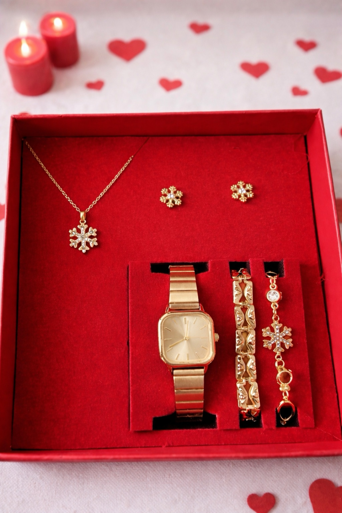 Arzu Butik Kadın Kol Saati Saat, Bileklik, Kolye, Küpe Hediye Seti - Görsel 2