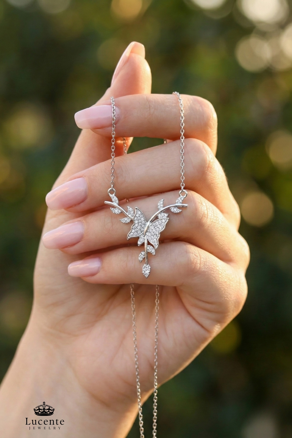 Lucente Jewellery Işıklı Hediye Kutulu Daldaki Kelebek 925 Gümüş Kaplama 14 Şubat Sevgililer Günü Kelebekli Kolye - Görsel 2