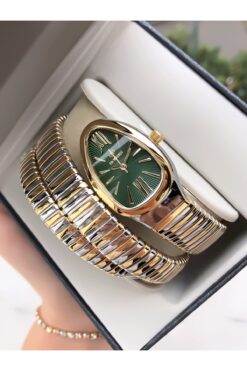 Homies Yeni Sezon Yeşil-Altın Renk Yılan Model Kadın Kol Saati