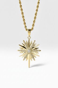 Tasarım Zirkon Taşlı Kuzey Yıldızı Çelik Kolye