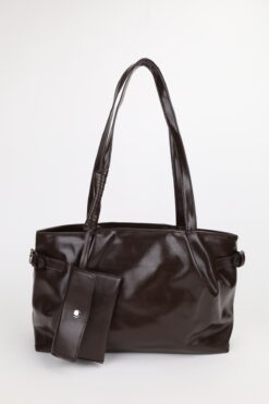 NOTHING Kadın Kahve Vintage Deri Cüzdan Kemer Detaylı El ve Omuz Çantası Riki