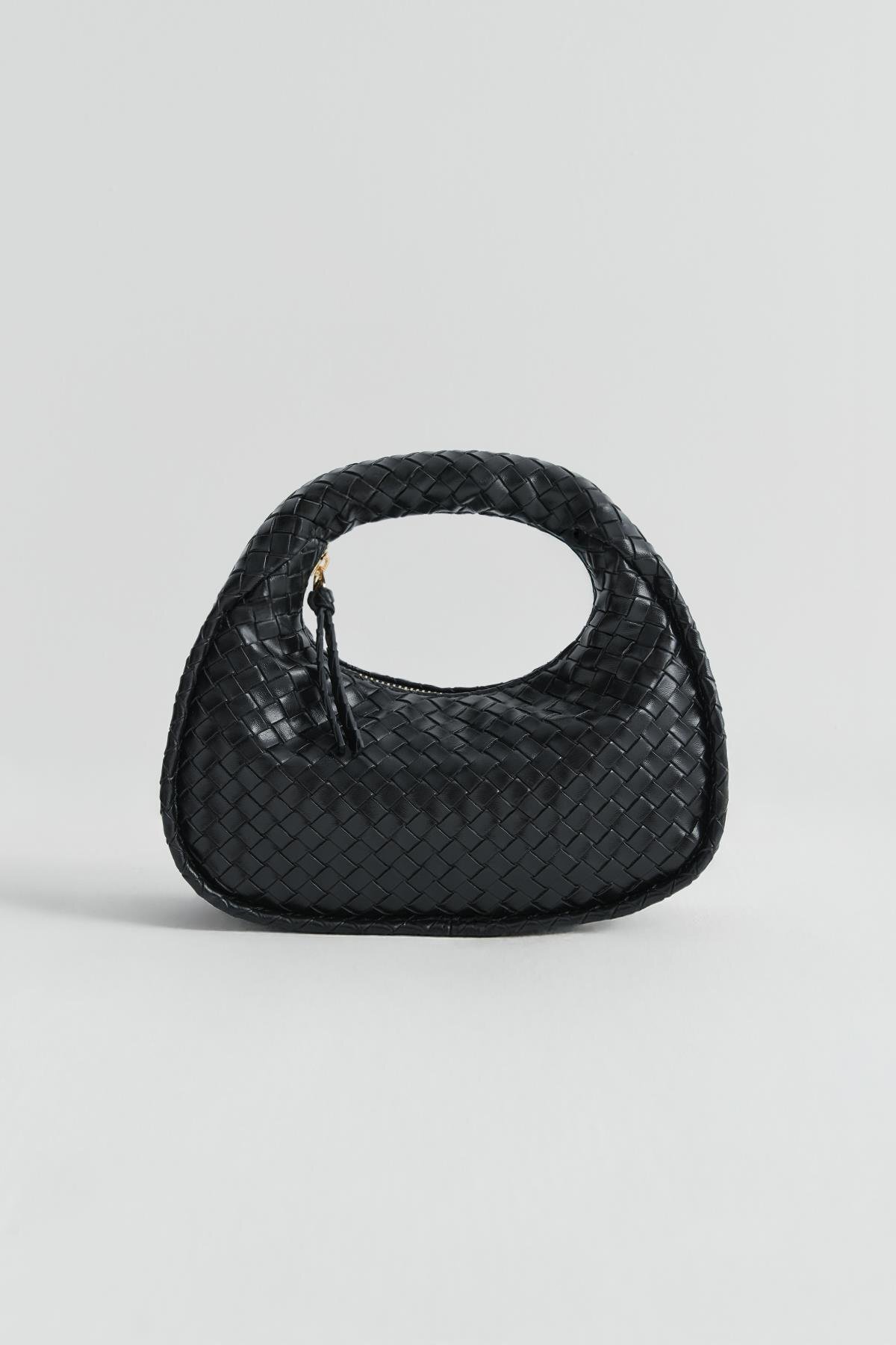 Suud Collection Siyah Joli Mini Deri Çanta