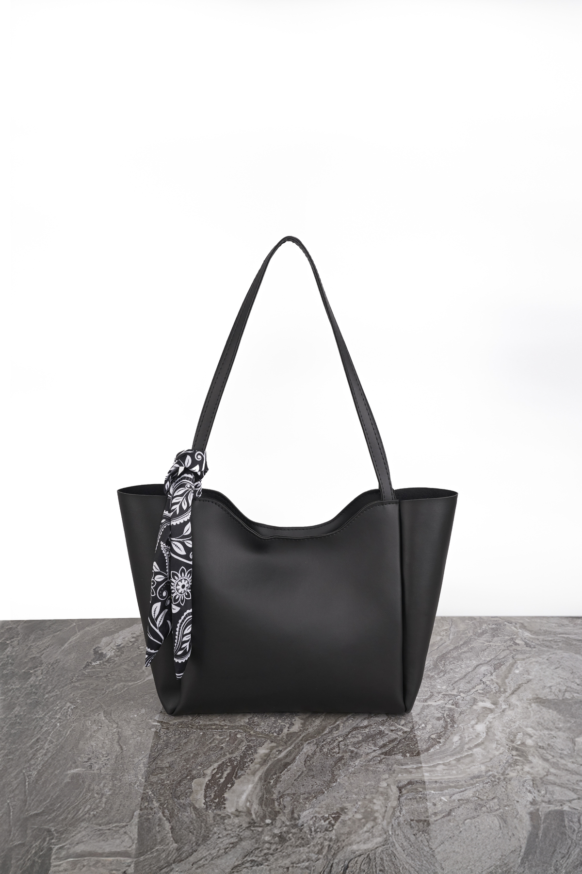 Mojeva LUMİ Kadın Fularlı Fermuarlı Mıknatıs Kapamalı Shopper El ve Omuz Çantası