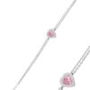 Söğütlü Silver Gümüş Rodyumlu Pembe Taşlı Pırlanta Montürlü Kalp Bileklik Sgtl11751pembe