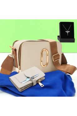 Givenza 3'lü Kadın Hediye Seti – Çapraz Çanta + Cüzdan + Kolye (Özel Kutu Hediyeli)