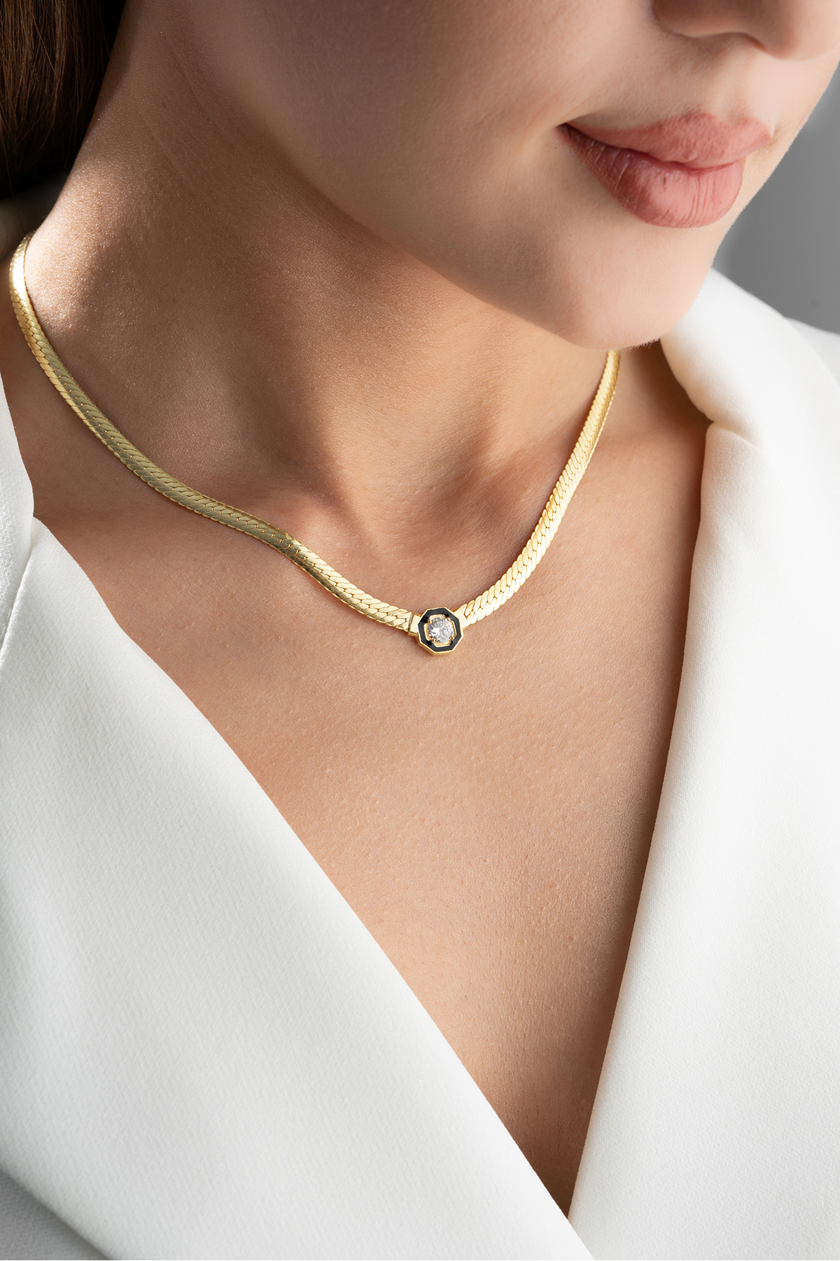 Silvano Jewelry 925 Ayar Gümüş Siyah Mineli Serenay Kolye