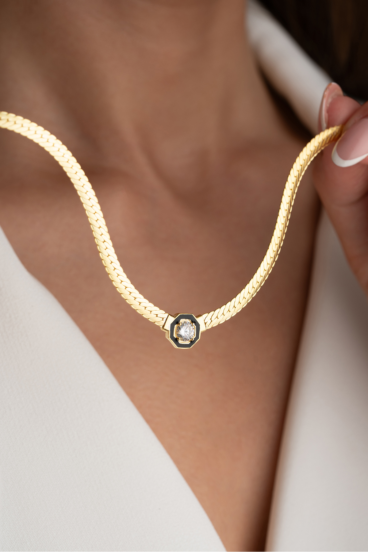 Silvano Jewelry 925 Ayar Gümüş Siyah Mineli Serenay Kolye - Görsel 2