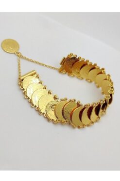 SAYAR Ata Lira Kelepçe 22 Ayar Altın Kaplama Kararma Yapmaz Düğün, Nişan ,Kına