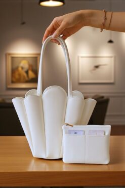 Katusa Kadın Manolya Beyaz Cüzdanlı Tasarım Omuz Çantası