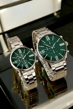 Louis Genessio Infinity Yeşil/Gümüş Kadın&Erkek Sevgili/Çift Kol Saati