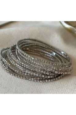 Aksesuar Zirkon Taşlı Silver Renkli Esnek Su Yolu Bileklik