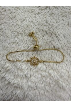 ANGELSS JEWELLERY Kuzey Yıldızı Gold Zirkon Taşlı Asansörlü Çelik Bileklik (Kutup Yıldızı Bileklik)
