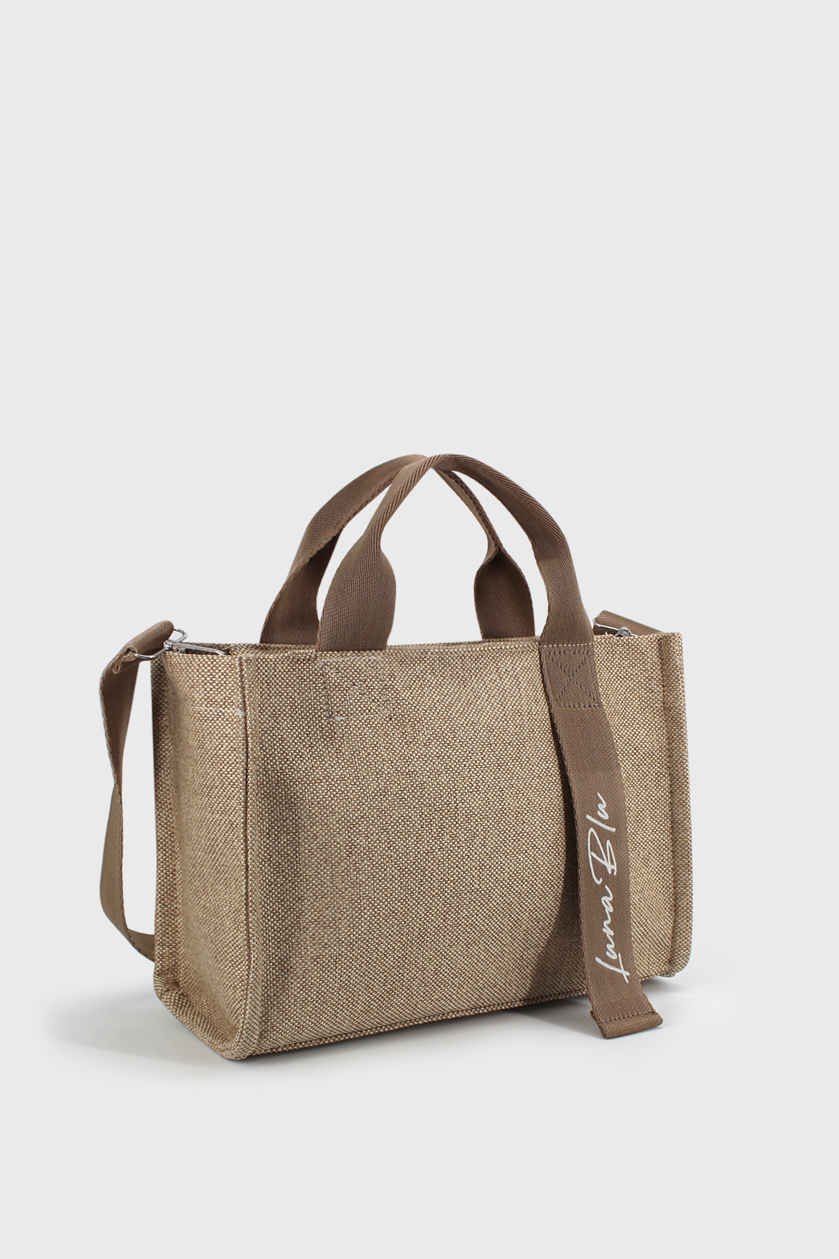 LUNABLU Kadın Kanvas Vizon Panama Sap Detaylı Çapraz Askılı Çanta