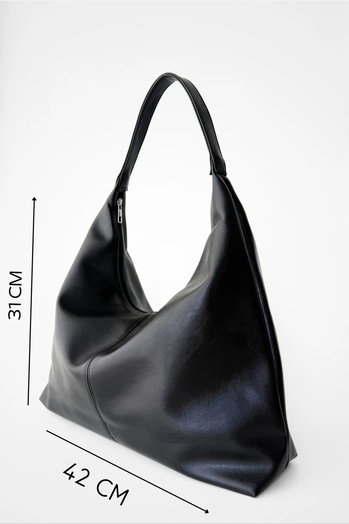 Cersei Kadın Siyah Büyük Boy Salaş Omuz ve Tote Çanta - Geniş Hacim - Görsel 2