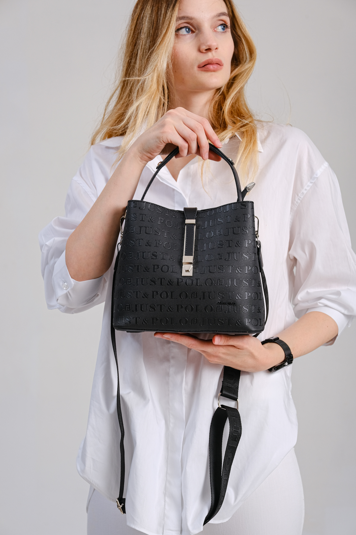 Just Polo Kadın Yeni Sezon Siyah Omuz Çanta - Görsel 2