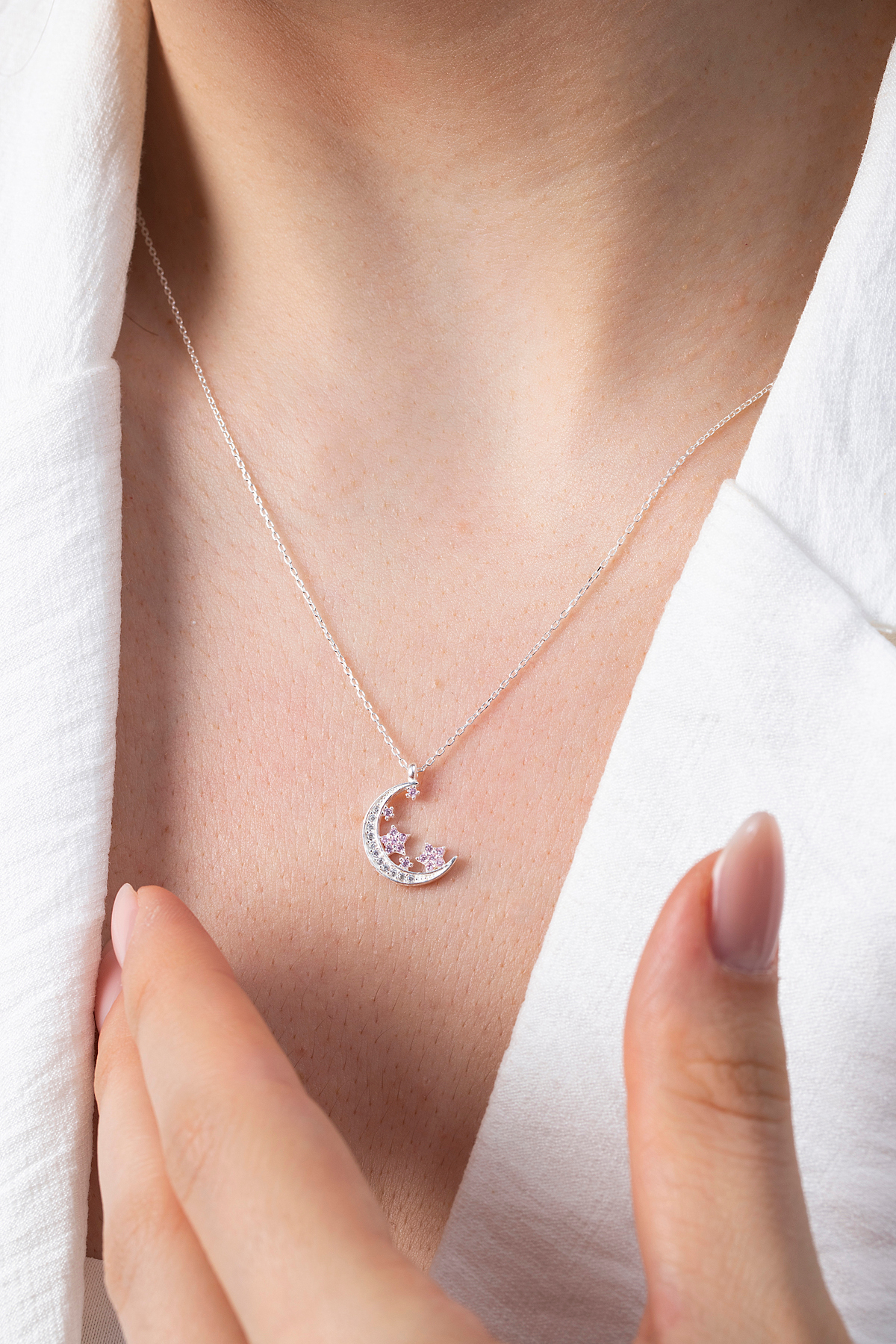 Elika Silver 925 Ayar Gümüş Ay Yıldız Kolye