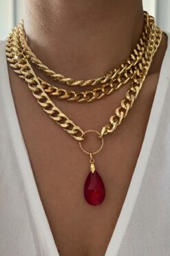 Liveyn Design Üç Sıralı Kristal Taşlı Kolye