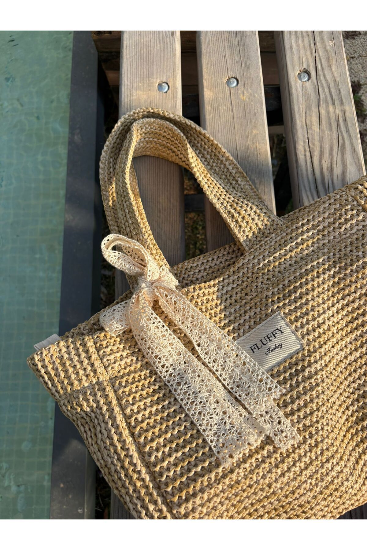 MUTE BAG Victoriaa Bohem Hasır Çanta / Yazlık & Plaj kadın el ve Omuz Çantası(25*28 SAP 50 CM) - Görsel 3