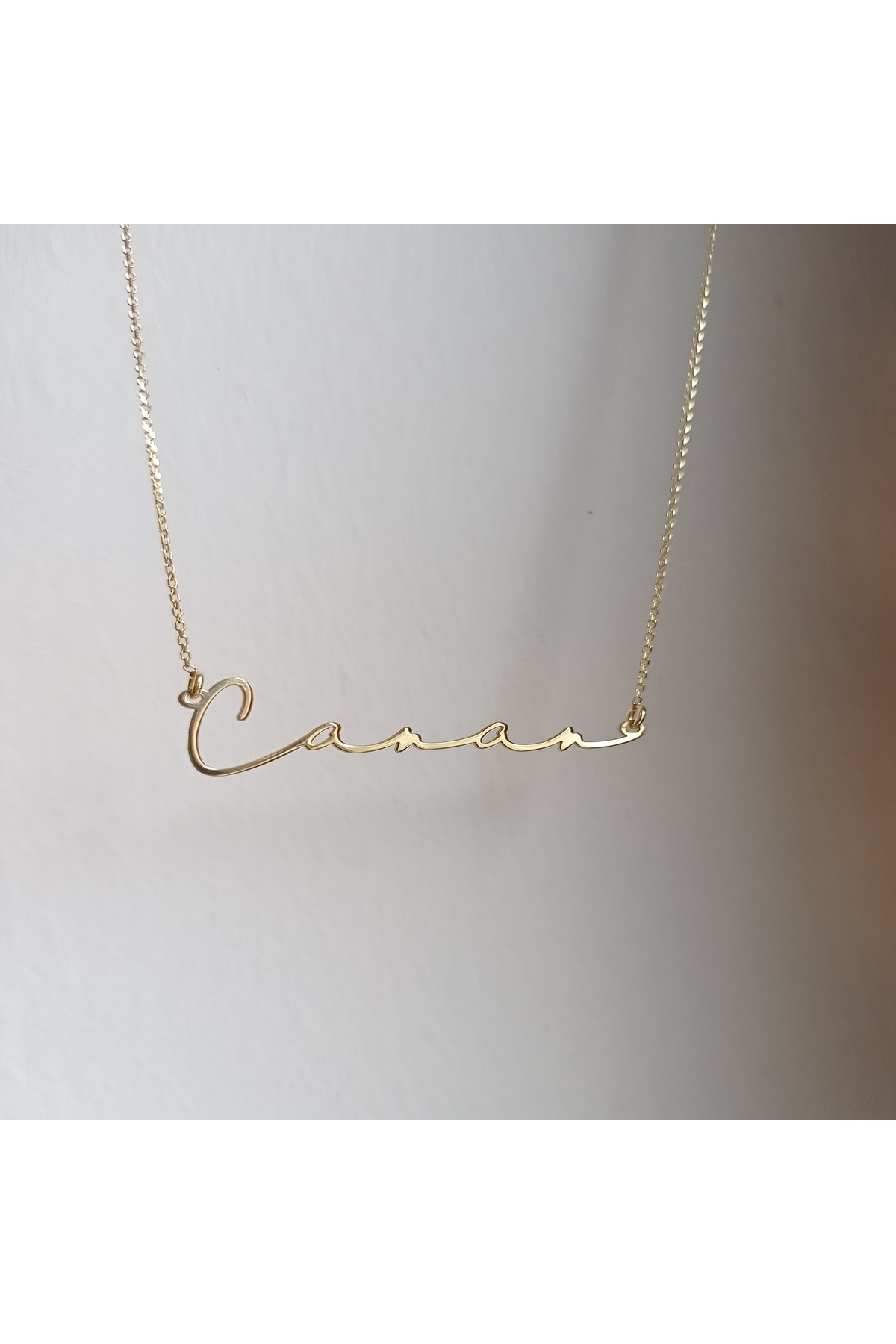 R.M. Store 18 Ayar altın kaplama Yatay Isim Kolye