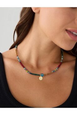 Jimmy Key Kahverengi Nazar Boncuğu Detaylı Ayarlanabilir Boncuk Kolye