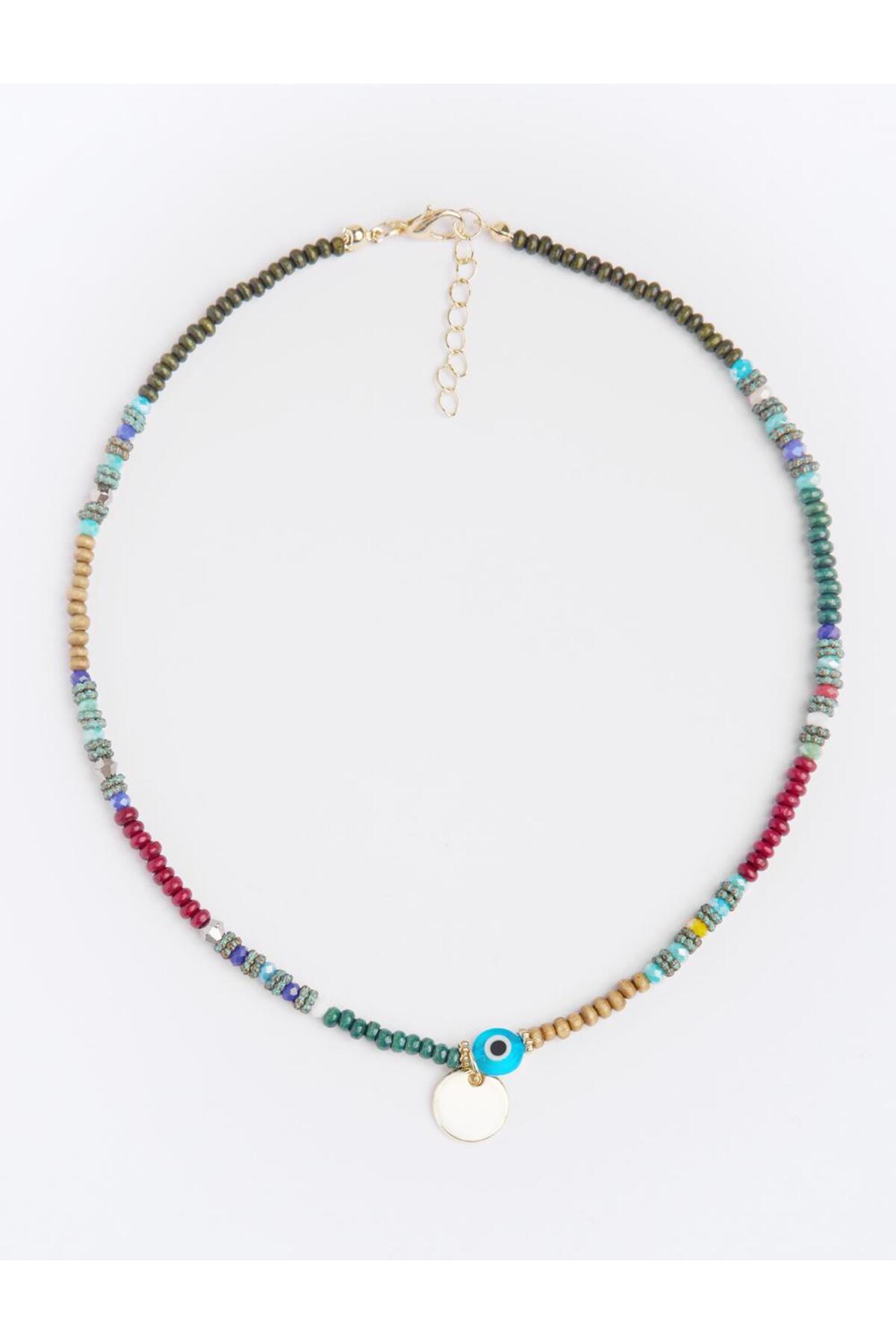 Jimmy Key Kahverengi Nazar Boncuğu Detaylı Ayarlanabilir Boncuk Kolye - Görsel 2