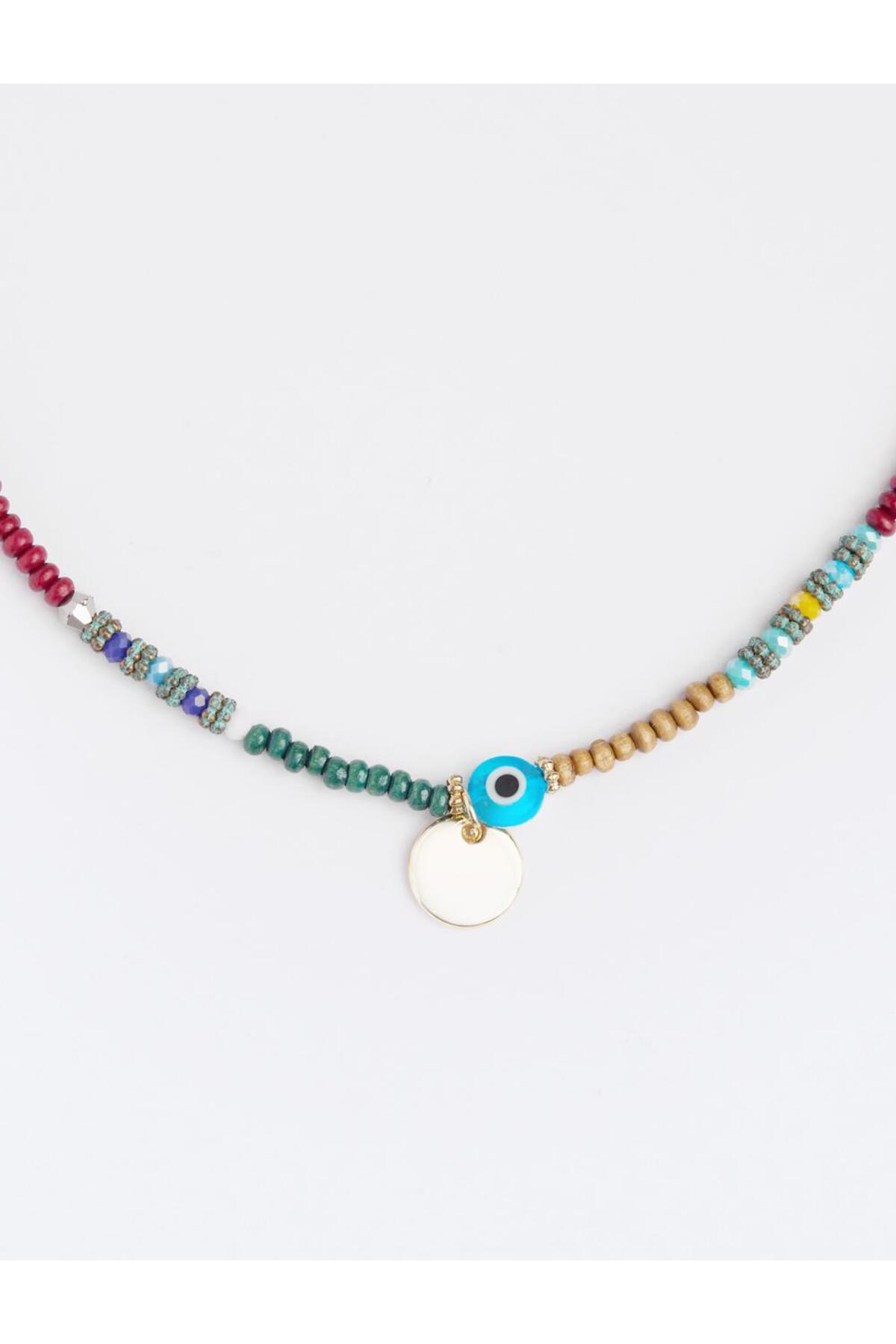 Jimmy Key Kahverengi Nazar Boncuğu Detaylı Ayarlanabilir Boncuk Kolye - Görsel 3