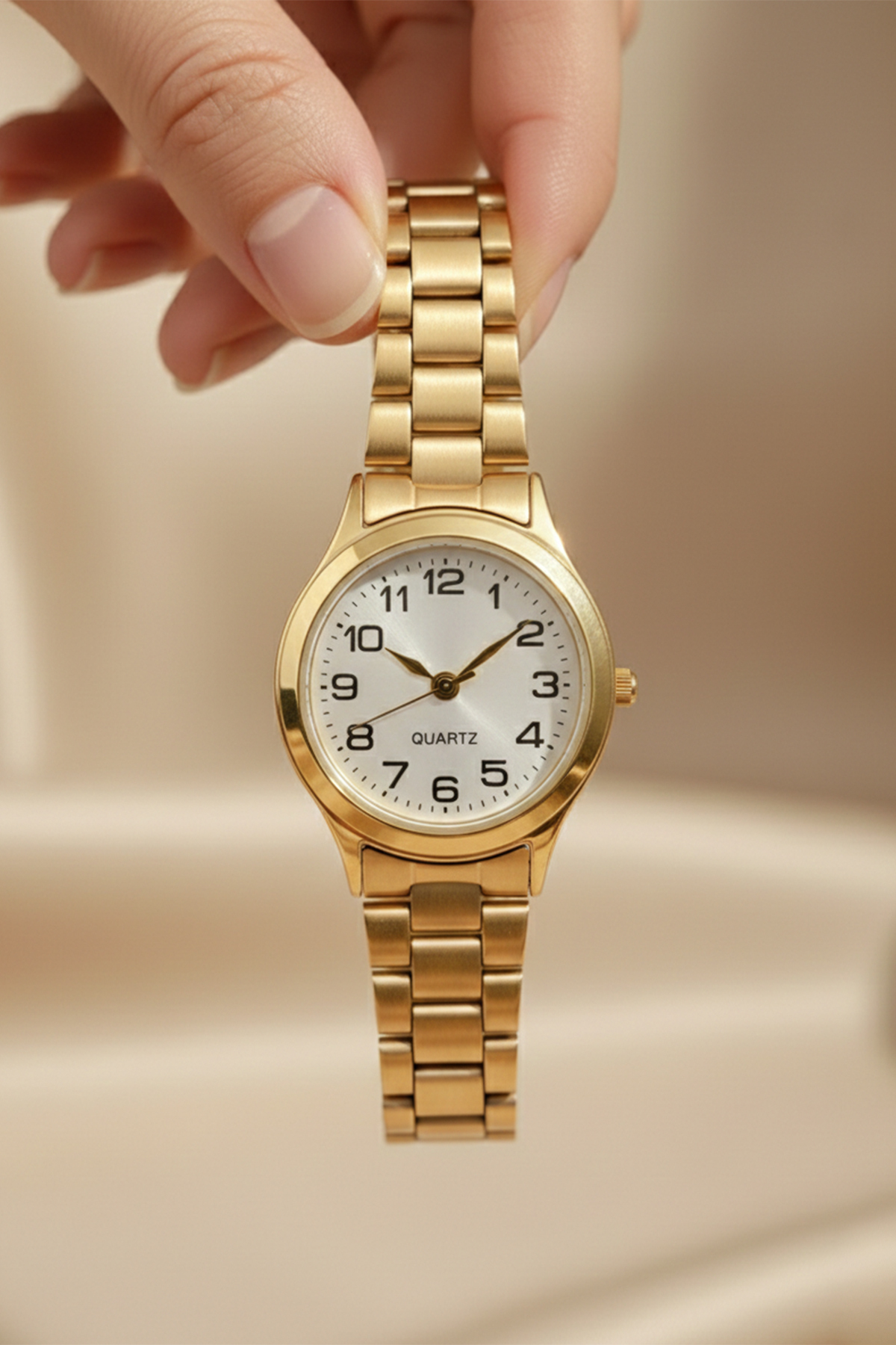 İnogge Cansios Model Günlük Kullanımda Su Geçirmez Yuvarlak Rakamlı Gold Kadın Kol Saati - Görsel 2