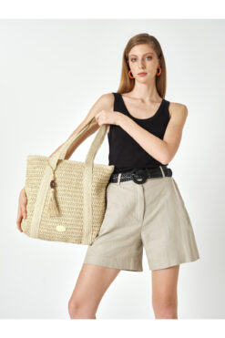 Pierre Cardin Bej Kadın Hasır Omuz Çantası 05PO25Y3524