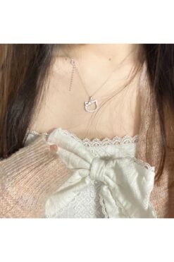 Hello Kitty Kedi Zirkon Taşlı Minimal Kolye