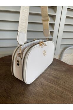 MUJGAN Kadın Krem Omuz Çantası Buzy Saten Deri 3 Bölmeli Ayarlanabilir Askılı Kaliteli El Ve Omuz Çantası