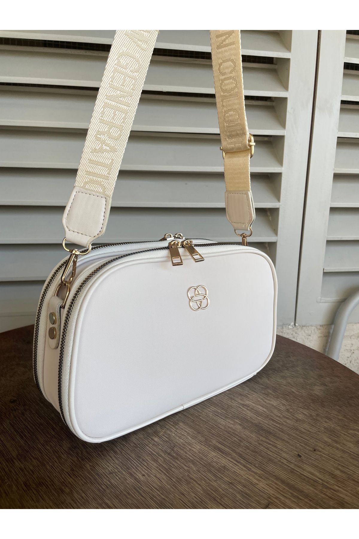 MUJGAN Kadın Krem Omuz Çantası Buzy Saten Deri 3 Bölmeli Ayarlanabilir Askılı Kaliteli El Ve Omuz Çantası - Görsel 3