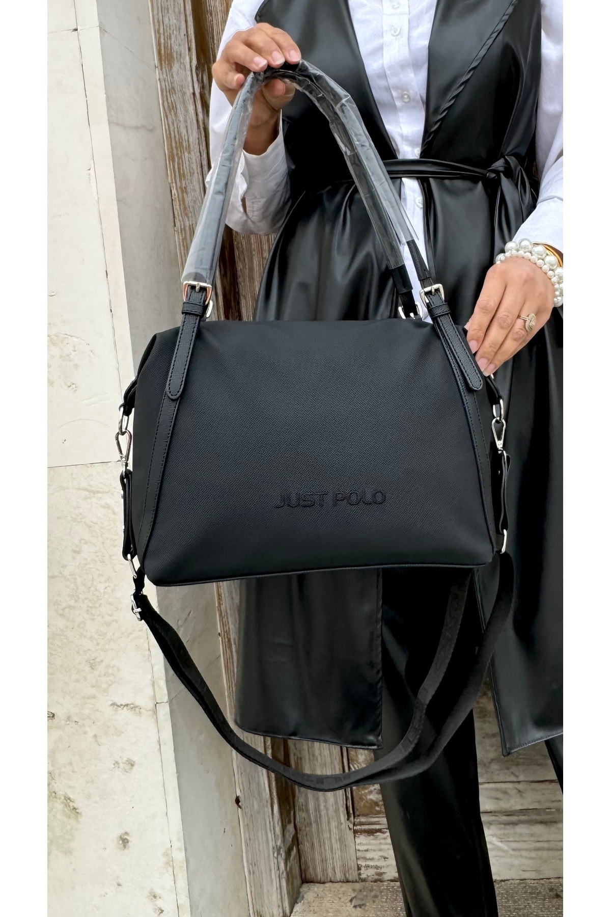 Just Polo Justpolo Kadın Siyah Büyük Boy Omuz Çantası Ayarlanabilir Uzun Askılı (okul boy) - Görsel 3