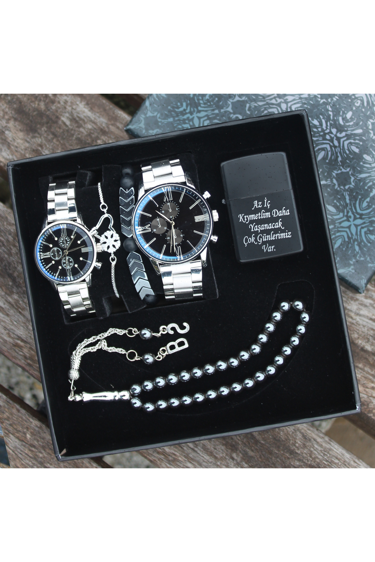 saat&istasyonu Kadın Erkek Sevgili Çift Saatler Erkek Saat Kadın Saat Bileklik Tesbih Çakmak Seti