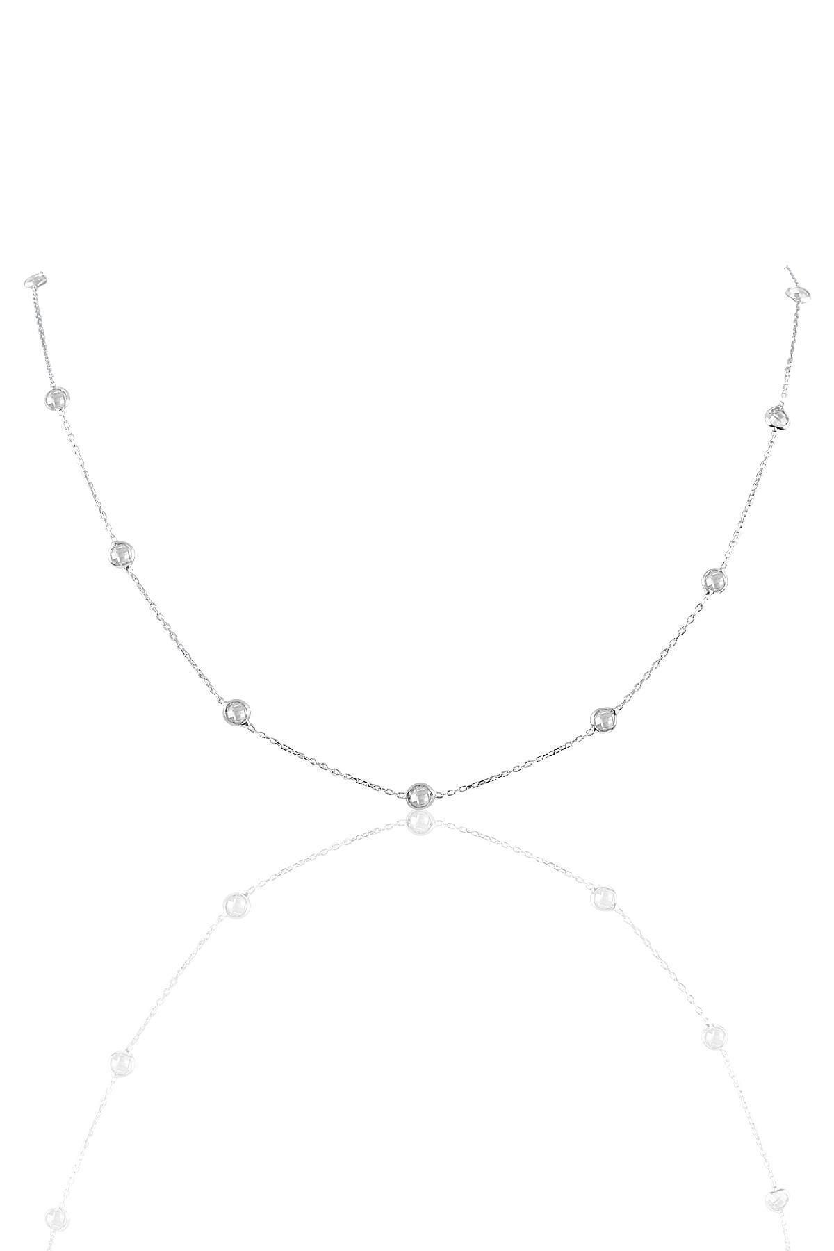 Söğütlü Silver Gümüş Sıra Taşlı 45 Cm Kolye Sgtl9830rodaj