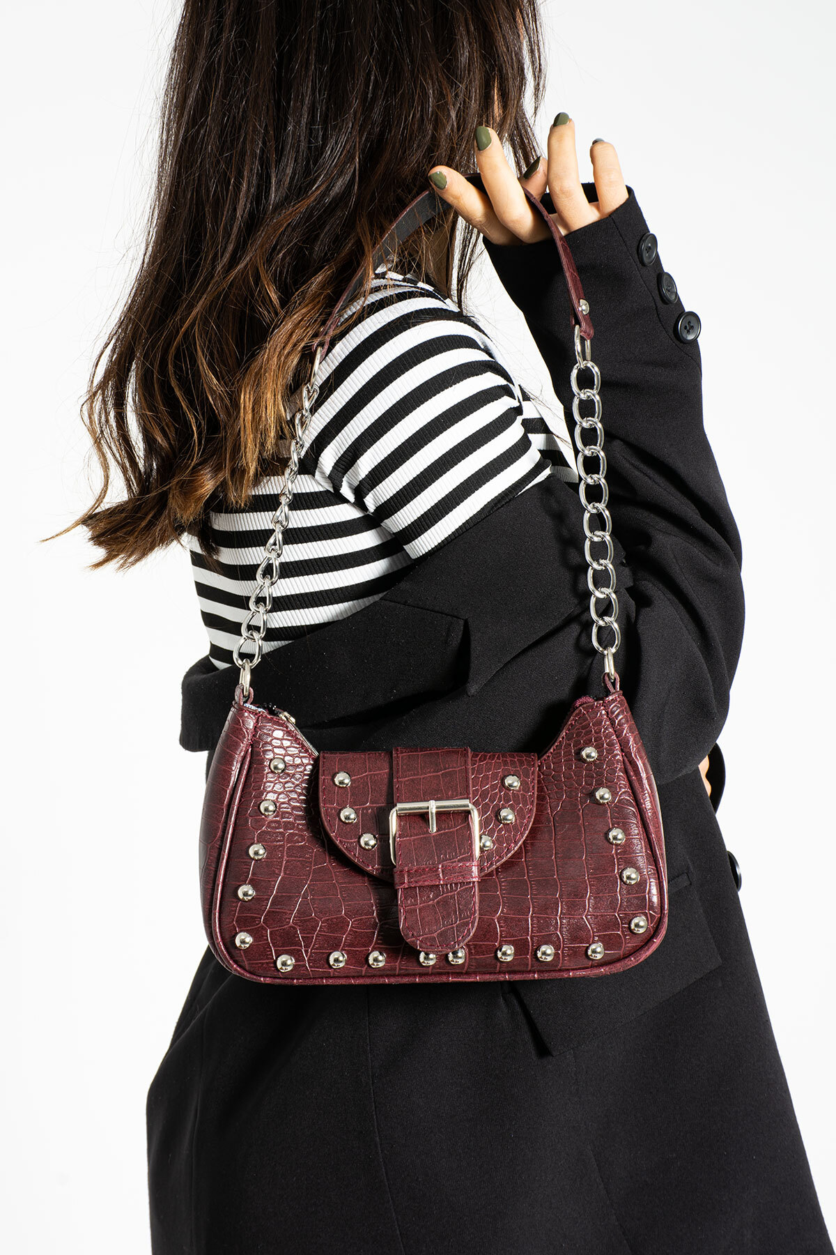 Modstore Bony Zımbalı Timsah Desenli Kol Çantası