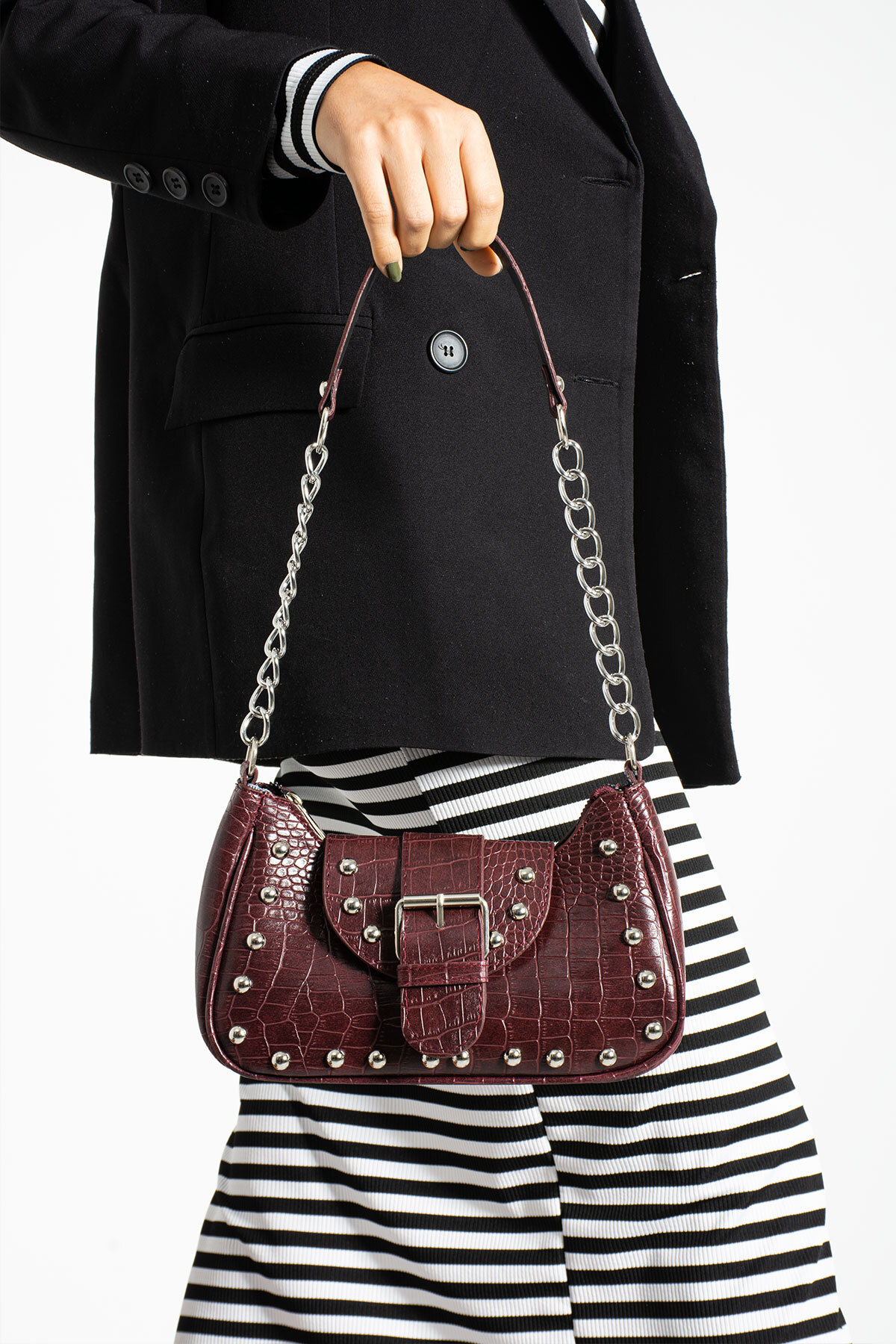 Modstore Bony Zımbalı Timsah Desenli Kol Çantası - Görsel 3