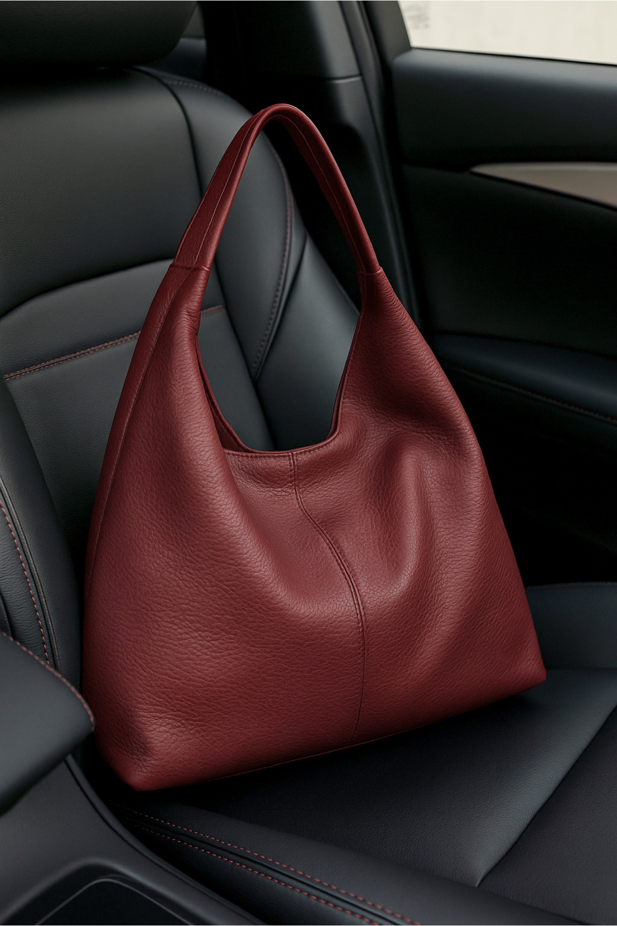 Adelina Bags Kadın Salaş Yumuşak Dokulu Büyük Boy Bordo Omuz ve Tote Çanta